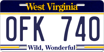 WV license plate OFK740