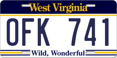 WV license plate OFK741