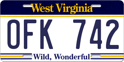 WV license plate OFK742