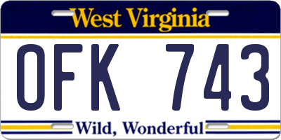 WV license plate OFK743