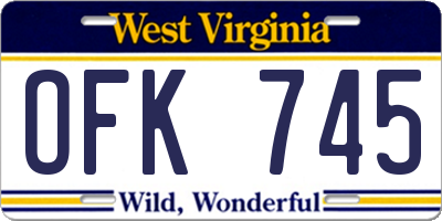 WV license plate OFK745