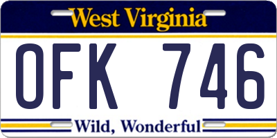 WV license plate OFK746