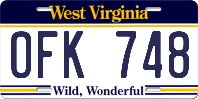 WV license plate OFK748