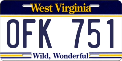 WV license plate OFK751