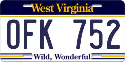 WV license plate OFK752