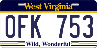 WV license plate OFK753