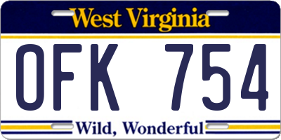 WV license plate OFK754
