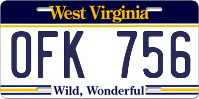 WV license plate OFK756
