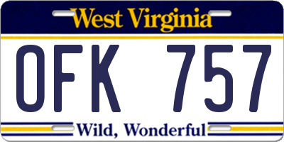 WV license plate OFK757