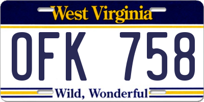 WV license plate OFK758