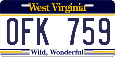 WV license plate OFK759