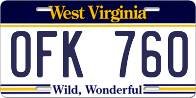 WV license plate OFK760