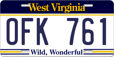 WV license plate OFK761