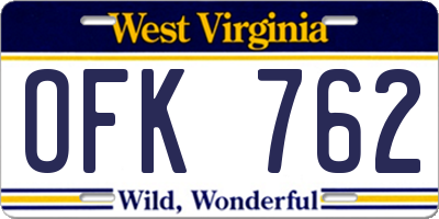 WV license plate OFK762