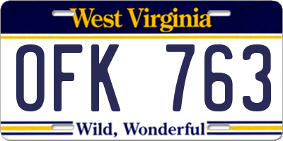WV license plate OFK763