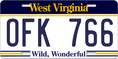WV license plate OFK766