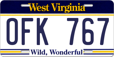 WV license plate OFK767