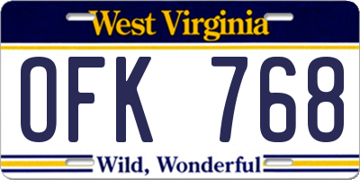 WV license plate OFK768