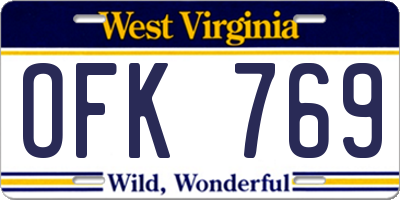WV license plate OFK769
