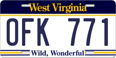 WV license plate OFK771