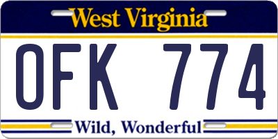 WV license plate OFK774