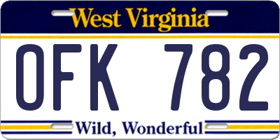 WV license plate OFK782