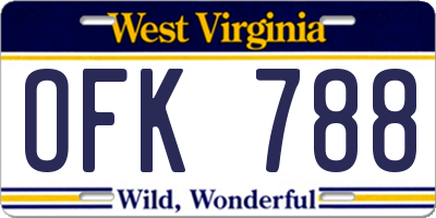 WV license plate OFK788