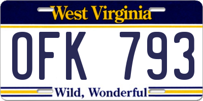 WV license plate OFK793