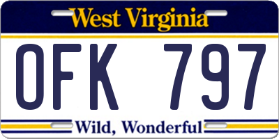 WV license plate OFK797