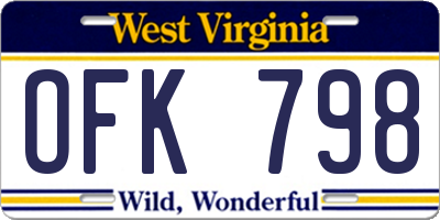 WV license plate OFK798