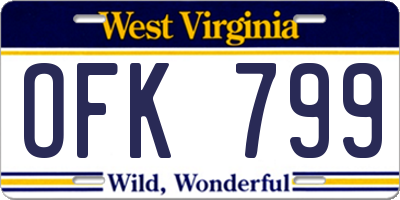 WV license plate OFK799
