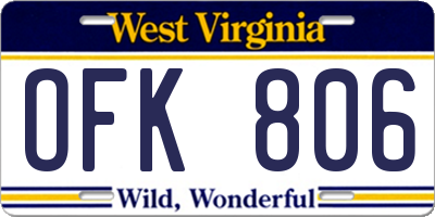 WV license plate OFK806
