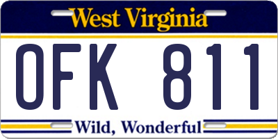 WV license plate OFK811