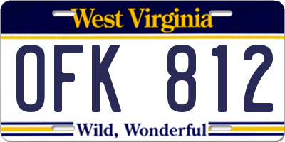 WV license plate OFK812