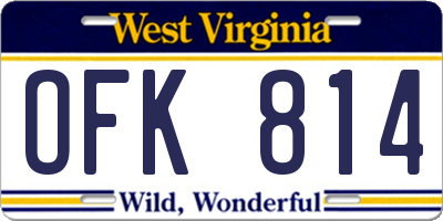 WV license plate OFK814
