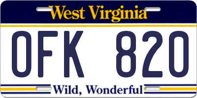 WV license plate OFK820