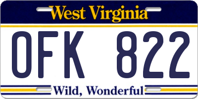 WV license plate OFK822