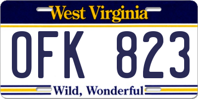 WV license plate OFK823