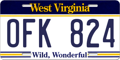 WV license plate OFK824