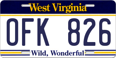 WV license plate OFK826
