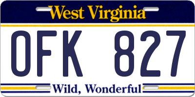 WV license plate OFK827