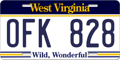 WV license plate OFK828