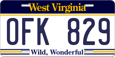 WV license plate OFK829