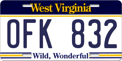 WV license plate OFK832