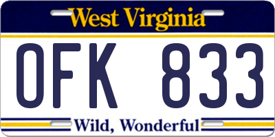 WV license plate OFK833