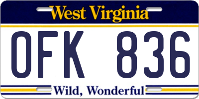 WV license plate OFK836