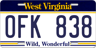 WV license plate OFK838