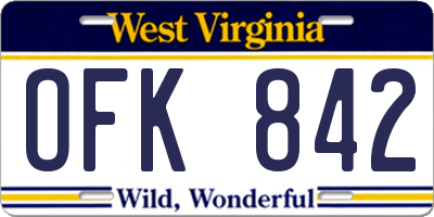 WV license plate OFK842