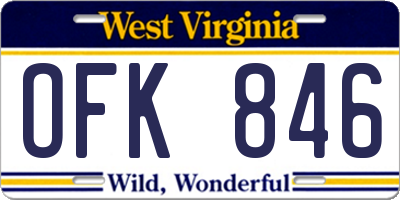 WV license plate OFK846