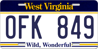 WV license plate OFK849
